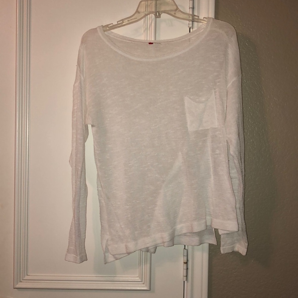 Transparent white heather long sleeve top